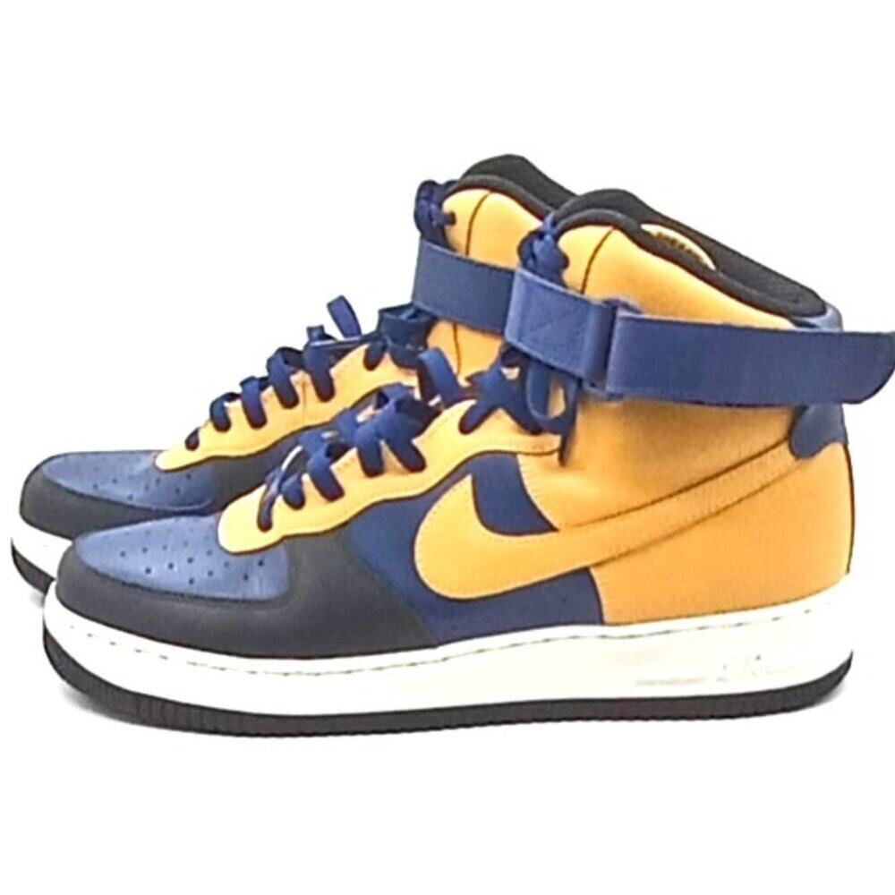 Nike Air Force 1 High Top Athletic Shoes Men 11.5 Yellow / Black Lace & Loop EUC - Picture 2 of 12